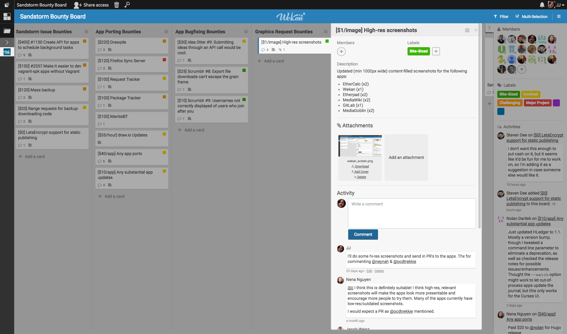 Wekan screenshot