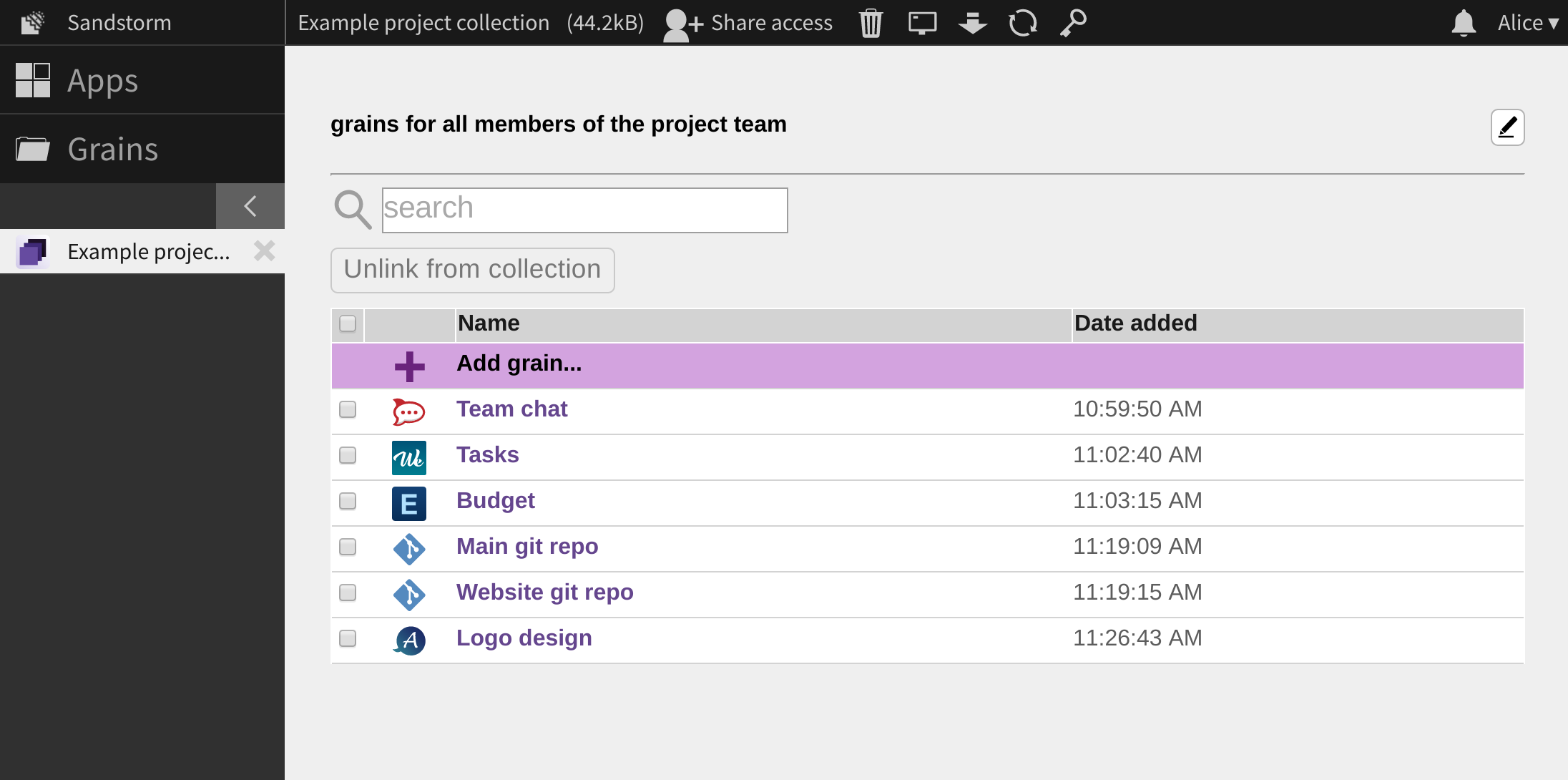 Collections screenshot