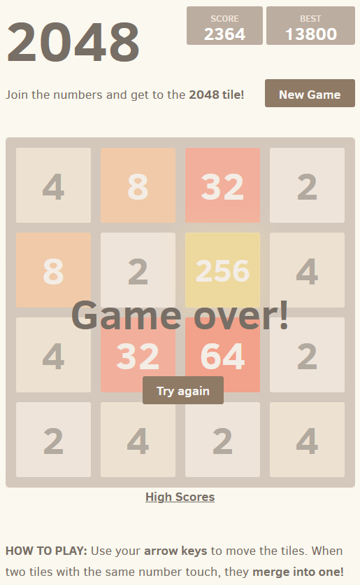 2048 screenshot