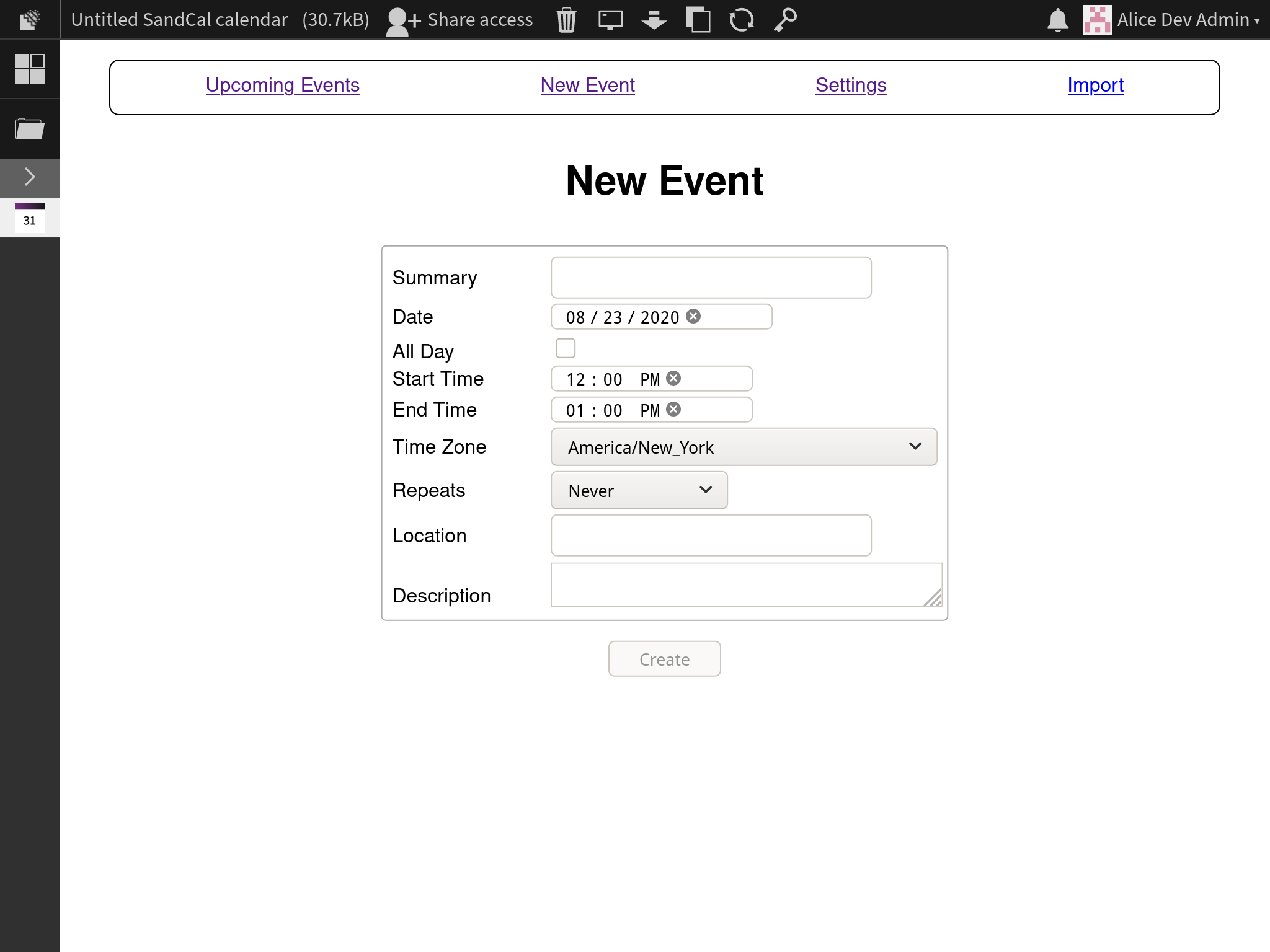 SandCal screenshot