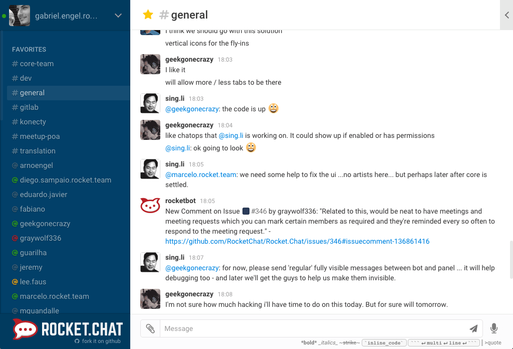 Rocket.Chat screenshot