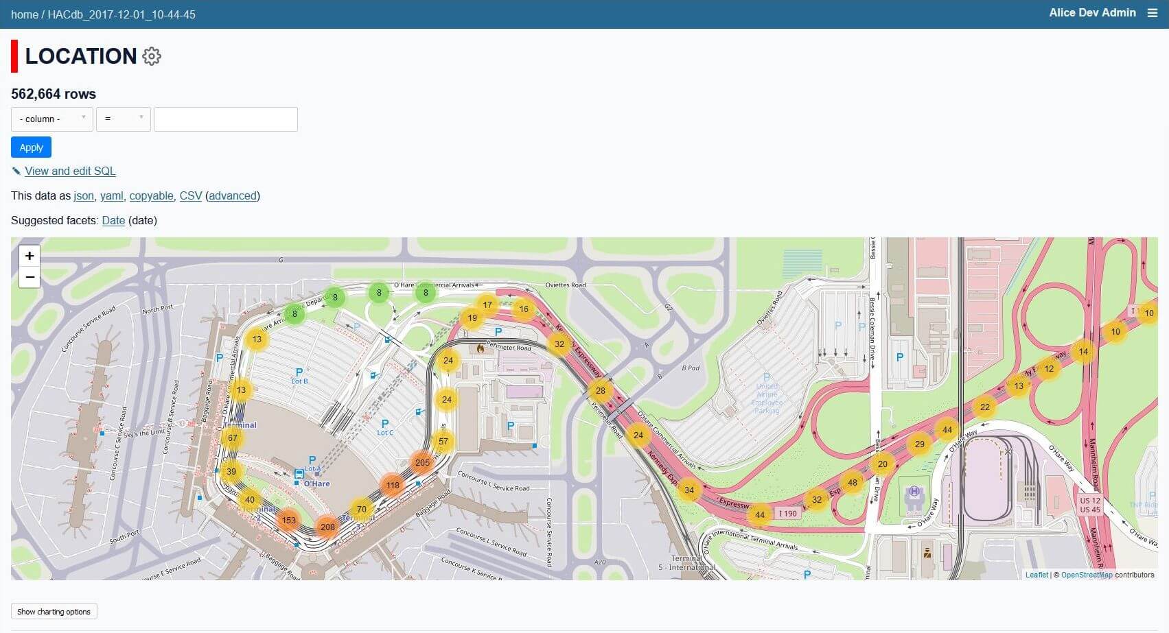Datasette screenshot