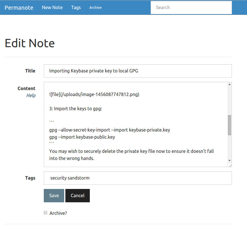 Permanote screenshot