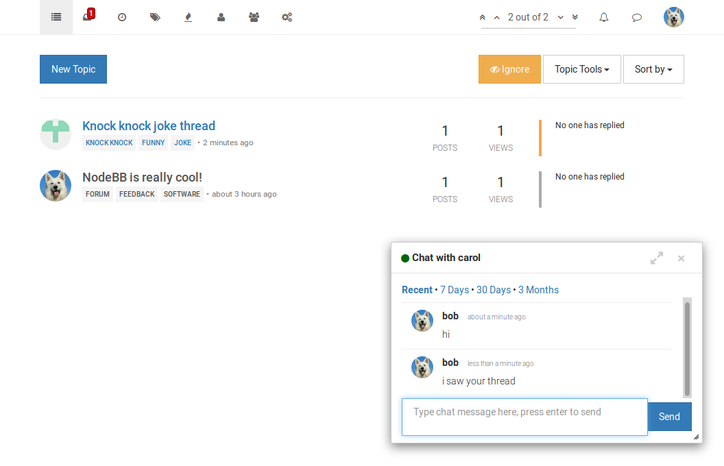 NodeBB screenshot