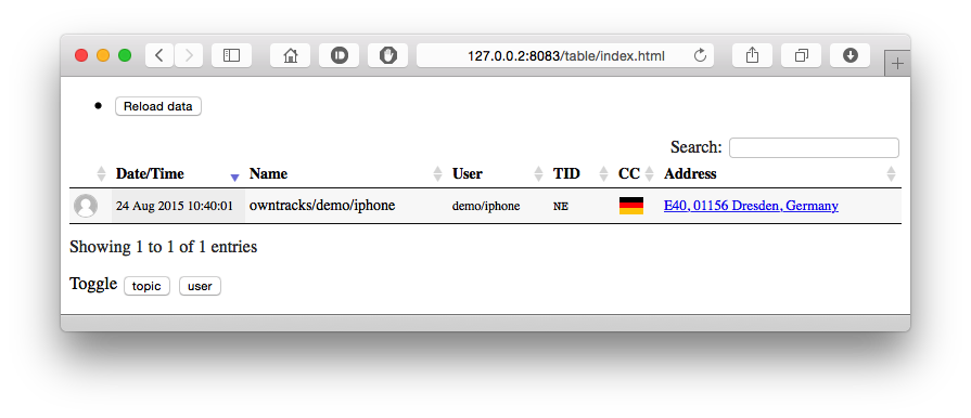OwnTracks screenshot