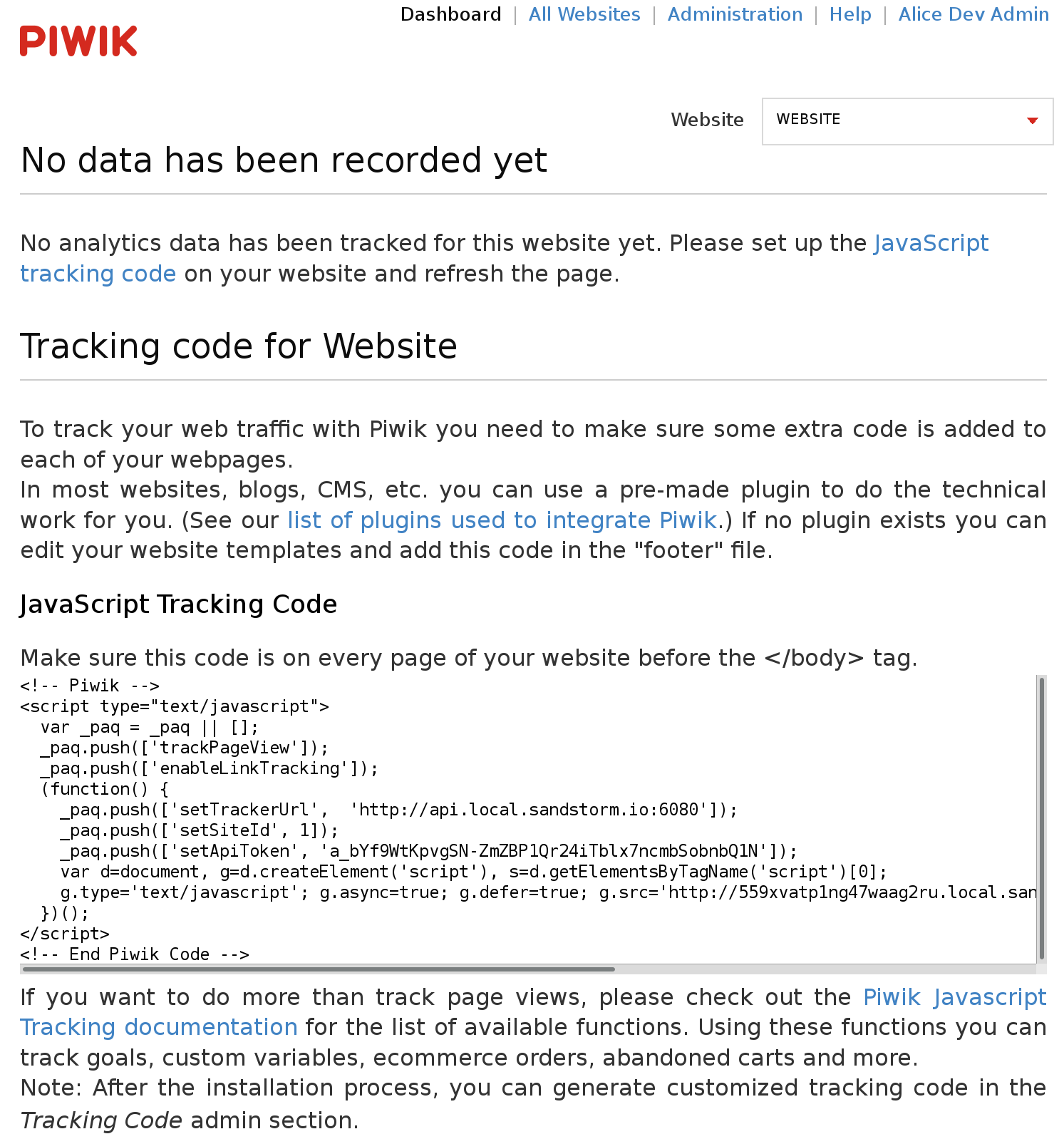 Piwik Web Analytics screenshot