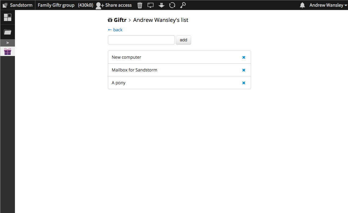 Giftr screenshot