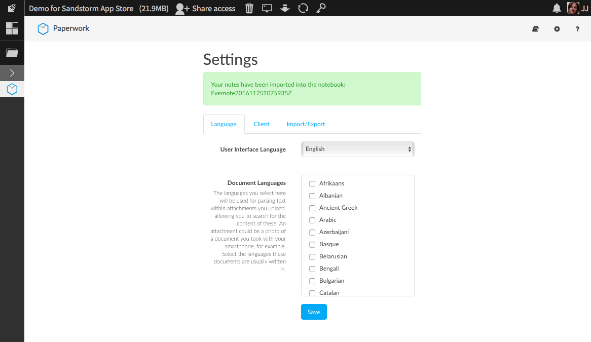 Paperwork screenshot