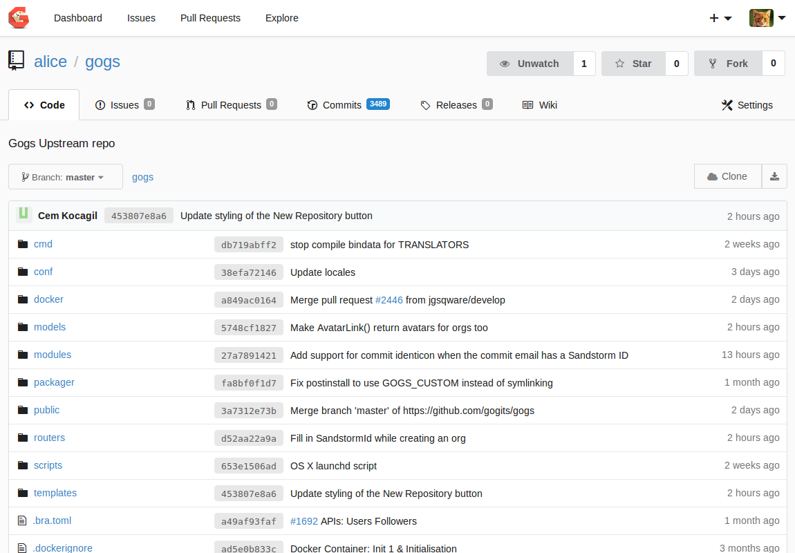 Gogs screenshot