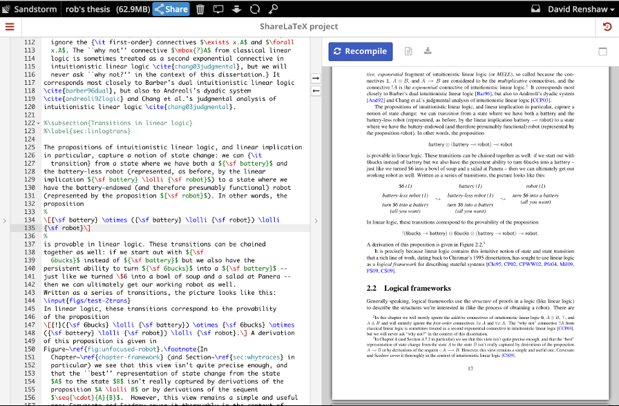 ShareLaTeX screenshot